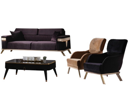 Sofagarnitur Sofa 3+1+1 Sitzer Wohnzimmer Set 3tlg Sofas Modern Lila Stil