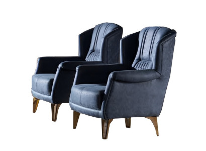 Sessel 1 Sitzer Wohnzimmer Moderne Design Elegantes Möbel Blau Luxus