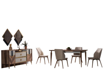 Esszimmer Set Tisch 4x Stuhle Sideboard Spiegel Luxus Essgruppen Modern 7tlg.
