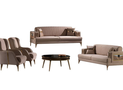Sofagarnitur Sofa 3+1+1 Sitzer Wohnzimmer Set 3tlg Sofas Modern Beige Stil