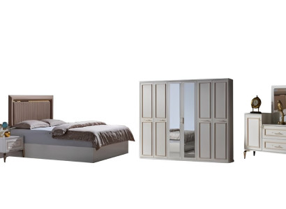 Schlafzimmer Set Bett Nachttisch Schminktisch Spiegel Schrank 6tlg Modern Stil