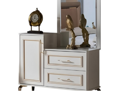 Schlafzimmer Set Schminktisch + Spiegel Kosmetiktisch Make-up Tisch Weiß 2tlg.