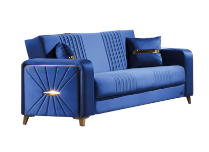 Dreisatzsofa Wohnzimmer 3-Sitzer Sofa Polster Möbel Stoff Blau Modern Couch