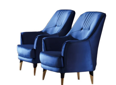 Design Sessel Luxus Wohnzimmer Moderne Möbel Blau 1 Sitzer Relax Textil Polster