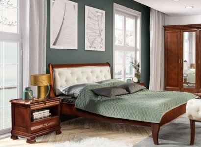 Schlafzimmer Komplett Bett Chesterfield Holzmöbel 2x Nachttische Set 3tlg