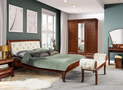 Schlafzimmer Set 6tlg 2x Nachttische Chesterfield Bett Holzmöbel Klassisches