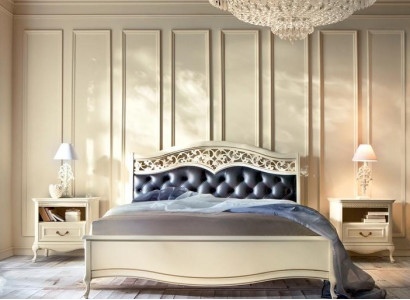 Komplett Schlafzimmer Bett + 2x Nachttische Klassisches Holzmöbel Chesterfield