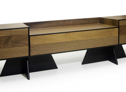 Brauner TV-Ständer edles Designer Lowboard aus Holz stilvolle Möbel Wohnzimmer