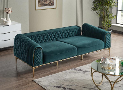 Dreisitzer Sofa 3 Sitzer Stoffsofa Polstersofa Couch Beige Luxus Sofas Grün