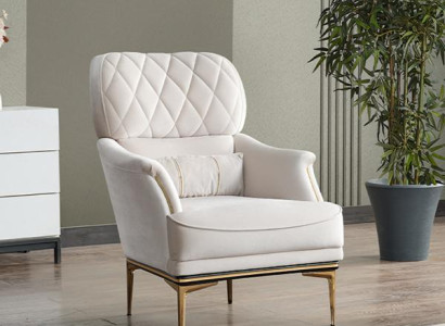 Sessel Sitzer Design Wohnzimmer Polster Holz Polster Moderne Luxus Weiß Möbel