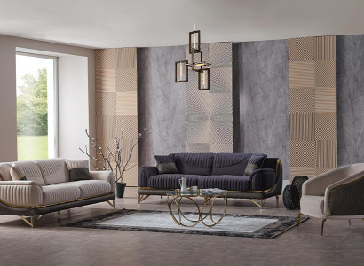 Sofagarnitur Beige 3 2 Sitzer Garnitur  Moderne Sofa 1 Sitzer Möbel Einrichtung