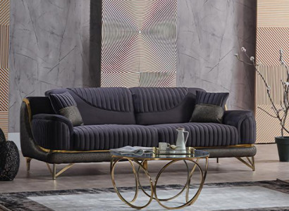Schwarz Dreisitzer Sofa Lounge Luxus 3-Sitzer Design Couchen Polster Sofas