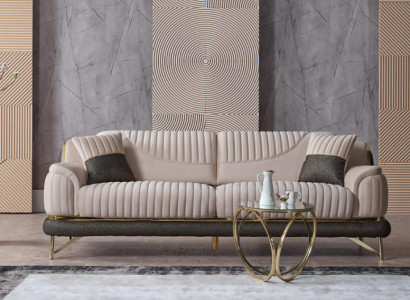 Beige Sofa Luxus 3-Sitzer Couch Wohnzimmer Möbel Polster Couchen Sofas Modern