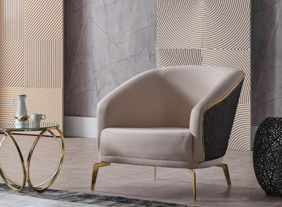 Modern Sessel 1 Sitzer Beige Wohnzimmer Design Einsitzer Möbel Stoff Textil