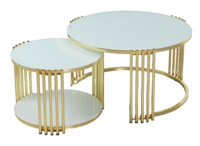 Couchtisch Weiß Luxus Design Metall Elegantes Möbel Wohnzimmer Couchtische Rund