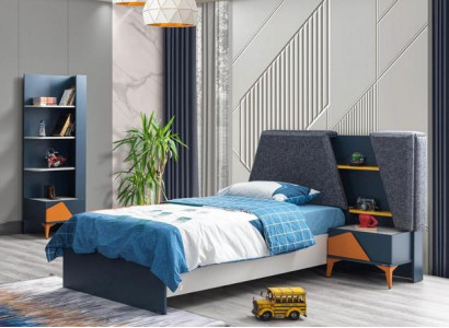 Schlafzimmer Jugendzimmer Set Kinderzimmer Bett Nachttisch Buecherregal Blau