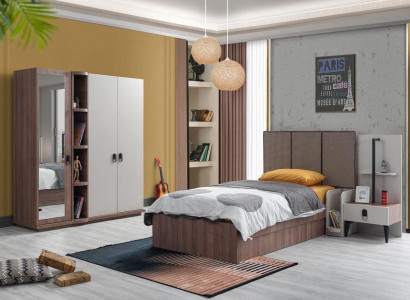 Kinderzimmer Set Bett Nachttisch Kleiderschrank Braun Modern Hochwertig Möbel