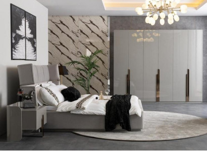 Schlafzimmergarnitur Schlafzimmer Set Bett 2x Nachttische Kleiderschrank