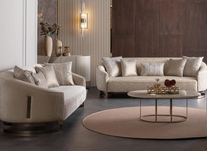 Couchgarnitur Sofa Set 2x Sofas 3 Sitzer Couchtisch Edelstahl Wohnzimmer 3tlg.