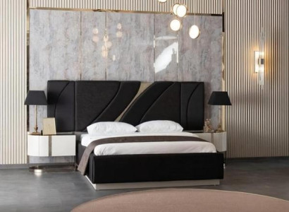 Schlafzimmer Set Bett 2x Nachttische Verspiegelt Doppelbett Polsterbett