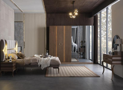 Schlafzimmer Bett Nachttische Schminktisch Kleiderschrank Beleuchtung 6tlg.