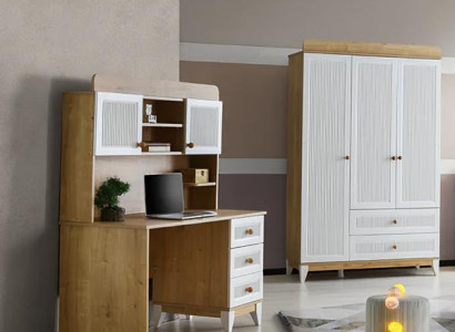 Schlafzimmer Kinder Jugend Zimmer Set Kleiderschrank Schreibtisch 2 teiliges