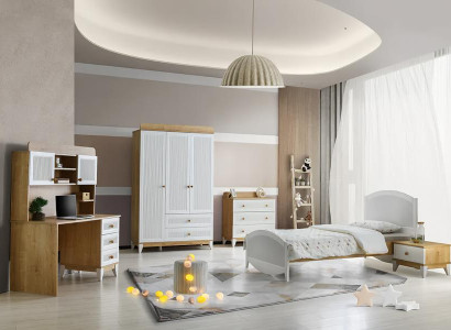 Design Mädchen Jugendzimmer Set Bett Nachttisch Kleiderschrank Schlafzimmer 5tlg