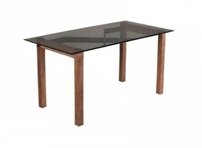 Esstisch aus Glas Esszimmertisch Küchentisch Rechteckiger Mit Holzbeine