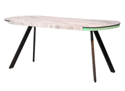 Esstisch Küchentisch Esszimmertisch Oval Tisch Marmoroptik LED beleuchtet
