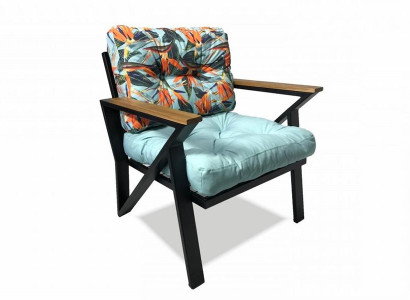 Sessel Gepolsterter Sessel Stuhl Metallgestell Mit Kissen Blumenmuster