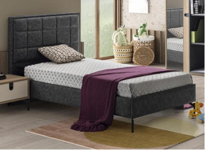 Einzelbett Modern Polsterkopfteil Schwarz Stilvolles Design Kinderzimmer Möbel