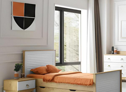 Modernes Einzelbett mit Nachttisch & Stauraum Stilvolles Design für Schlafzimmer