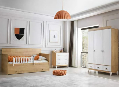 Modernes 3tlg Set Bett Kleiderschrank & Kommode Stilvoll elegant