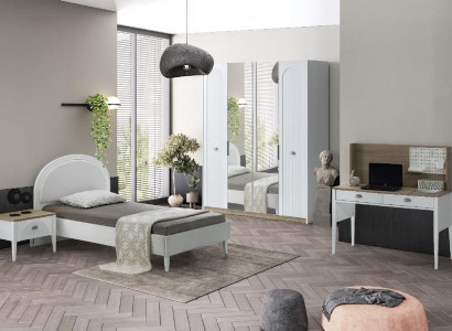 Jugendzimmer Set Bett Nachttisch Kleiderschrank Schreibtisch Modernes Design