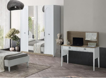 Kleiderschrank Schreibtisch Set Modernes Design Weiß Stilvolles Kinderzimmer