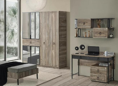 Kleiderschrank Schreibtisch Holz Spiegel Stauraum Schwarz Kinderzimmer Möbel