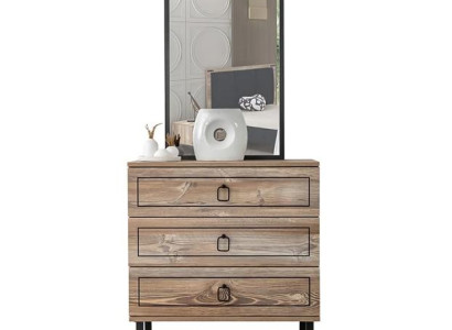 Kommode Holz Drei Schubladen Spiegel Elegantes Wohnen Kinderzimmer Schwarz Möbel