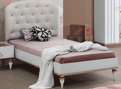 Bett Gepolstertes Kopfteil Elegante Akzente Modern Design Weiß Kinderzimmer