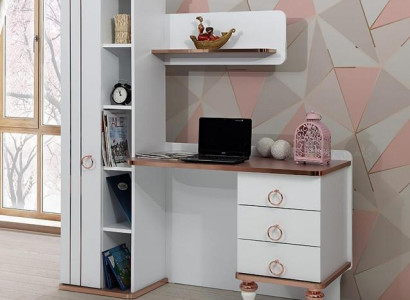 Schreibtisch Modern Design Weiß Regale Schubladen Elegante Akzente Kinderzimmer