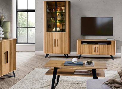 Modern Luxuriöses Set TV Lowboard Sideboard Komplett Holzmöbel Wohnwand