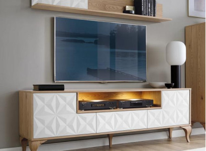 Luxuriöses Set TV-Lowboard Wohnzimmer Wandregal Medienmöbel Komplett