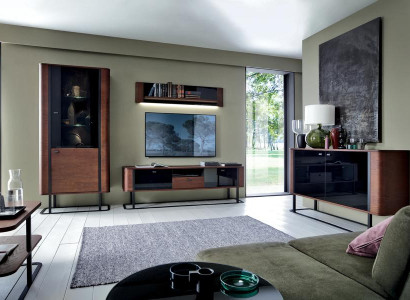 Wohnwand Modern TV-Lowboard Luxuriöses Vitrine Wohnzimmer Set 4tlg