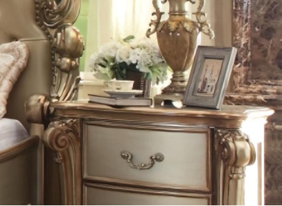 Luxus Nachttisch Beistellkommode mit 2 Schubladen Nachtschrank Beige Gold