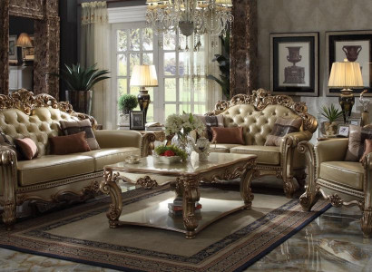 Luxus Wohnzimmer Sofa 3+2 Sitzer Sessel Couchtisch Königliches Design