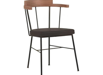 Küchenstuhl Stuhl Terrassenrstuhl Gepolsterter Sitz Metall Holz Esszimmer