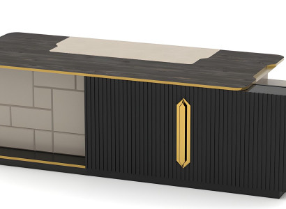 Schreibtisch Bürotisch Computertisch Arbeitszimmer Büromöbel Schwarz Gold