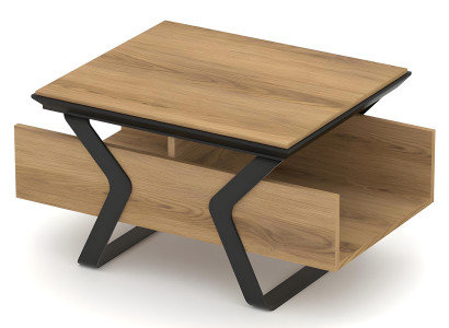 Designer Couchtisch Beistelltisch Holztisch Mit Stauraum Metallbeine