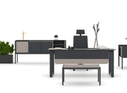 Arbeitszimmer Set Schreibtisch Büroschrank Kommode Couchtisch Antrazhit