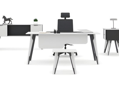 Arbeitszimmer Schreibtisch Büroschrank Kommode Couchtisch Weiß- Schwarz