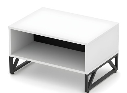 Couchtisch Beistelltisch Arbeitszimmer Tisch Weiß-Schwarz Mit Stauraum